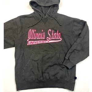 Vintage Y2k Illinois State University Hoodie Sweatshirt Unisex S Gray / Pink‎